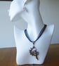 Black Ribbon & Cord Adjustable Necklace with Witch & Vine Covered Moon Pendant - Image 4