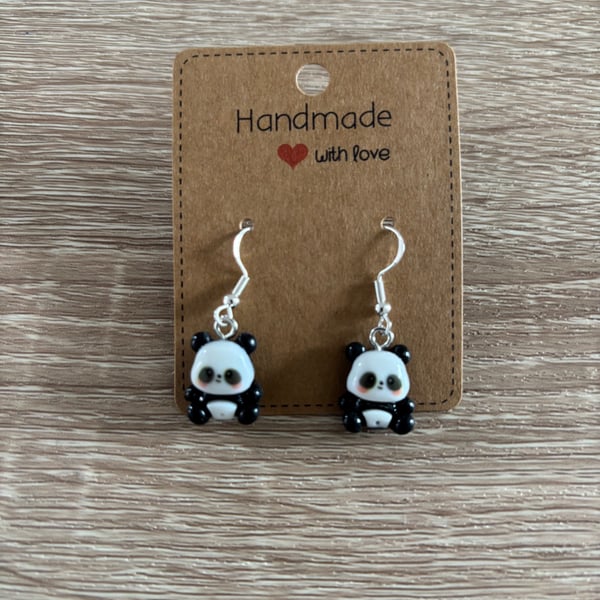 Sterling Silver Earrings - Pandas - Brand New & Sealed!!