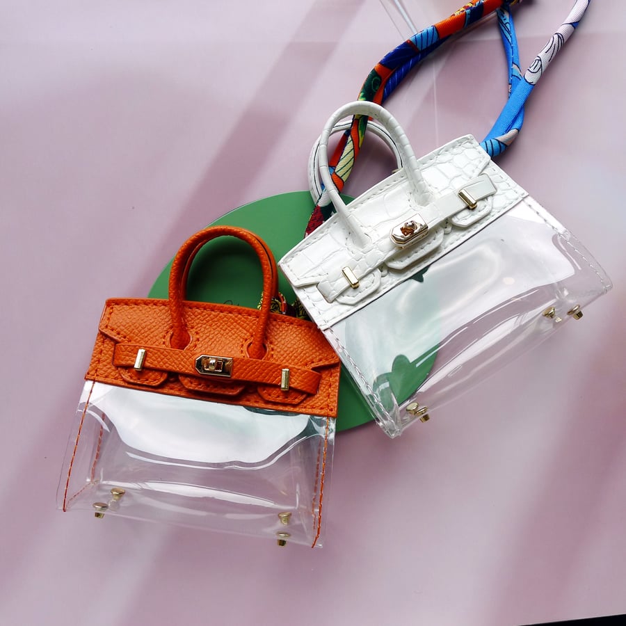 Handmade mini-Birkin-style bag charm