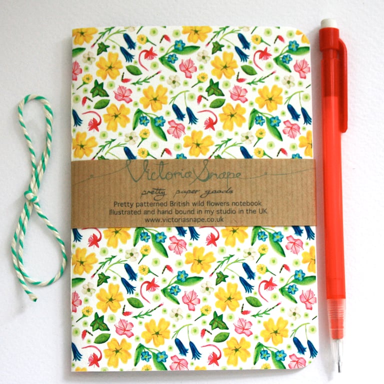 British wildflowers- hand bound recycled notebook