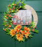 Handmade Summer Garden Wreath Front Door UK - Orange Dahlia Rope Wreath - Image 6