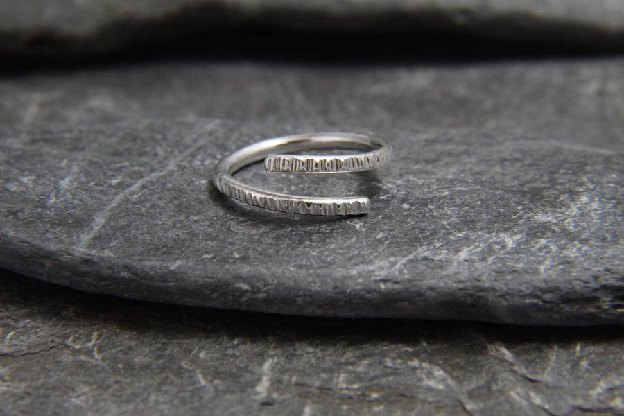 Hammered adjustable Sterling Silver Wrap Ring
