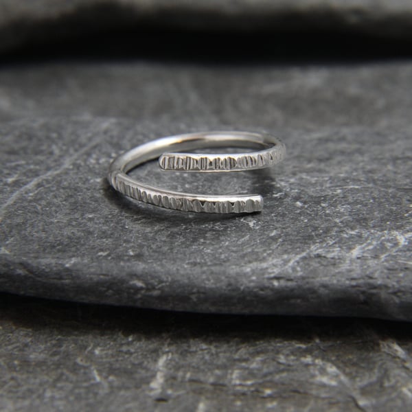 Hammered adjustable Sterling Silver Wrap Ring