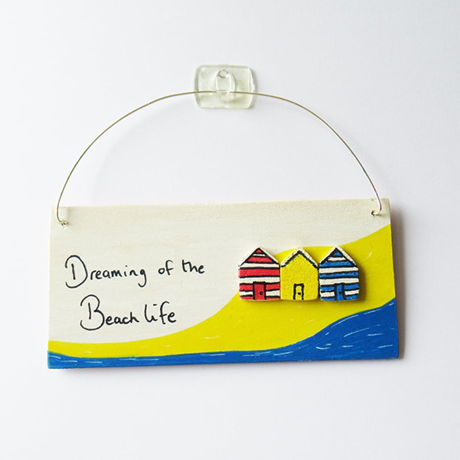 Wooden mini plaque – Dreaming of the beach life.