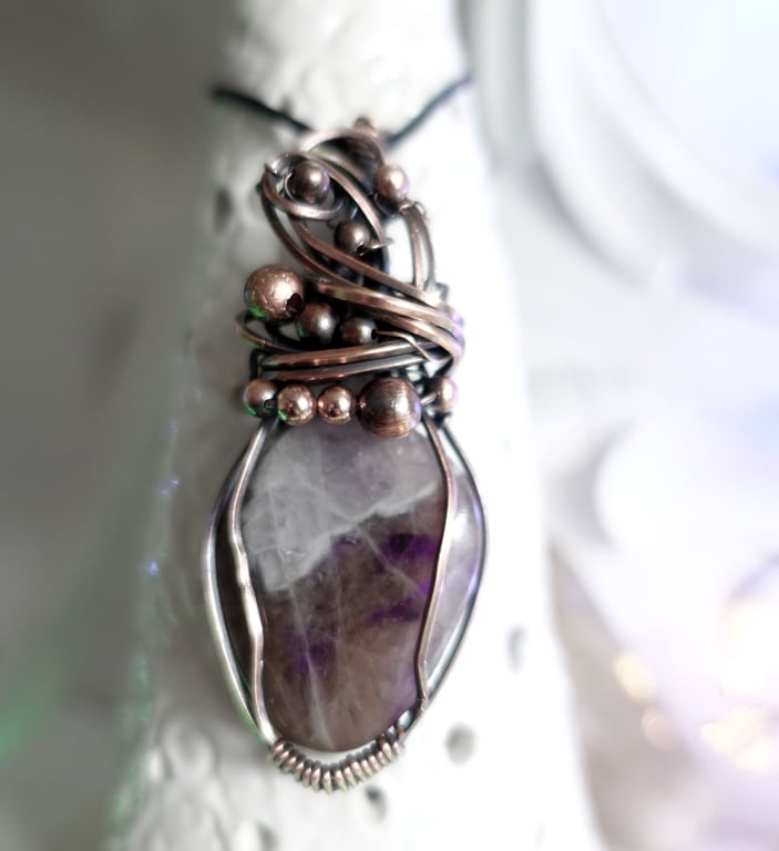Amethyst Copper Wire Wrap Pendant  