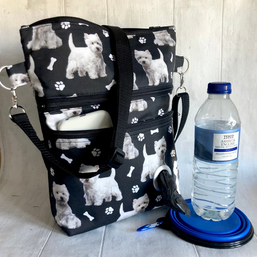 Dog walking bag, crossbody bag, Westies