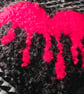 Punch Needle Bleeding Heart Red and Black Mug Rug or Desk Rug  - Image 3