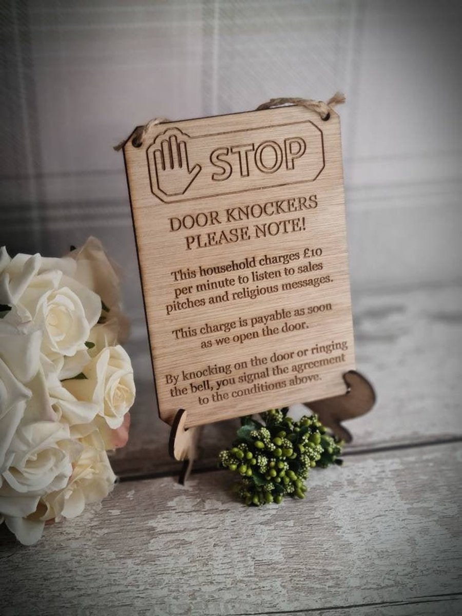 No cold callers sign, no soliciting, do not disturb. Funny novelty house gift, n