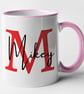 Personalised RED initial and name Mug - personalised gift present - Image 5