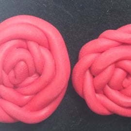 Red rope coiled polymer clay earrings