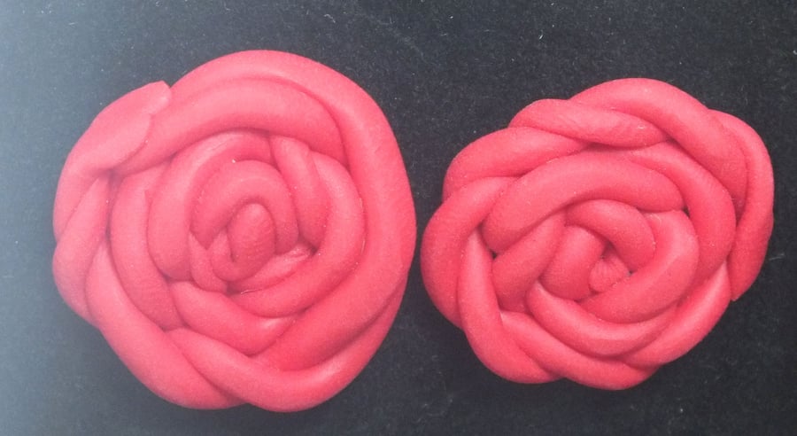 Red rope coiled polymer clay earrings
