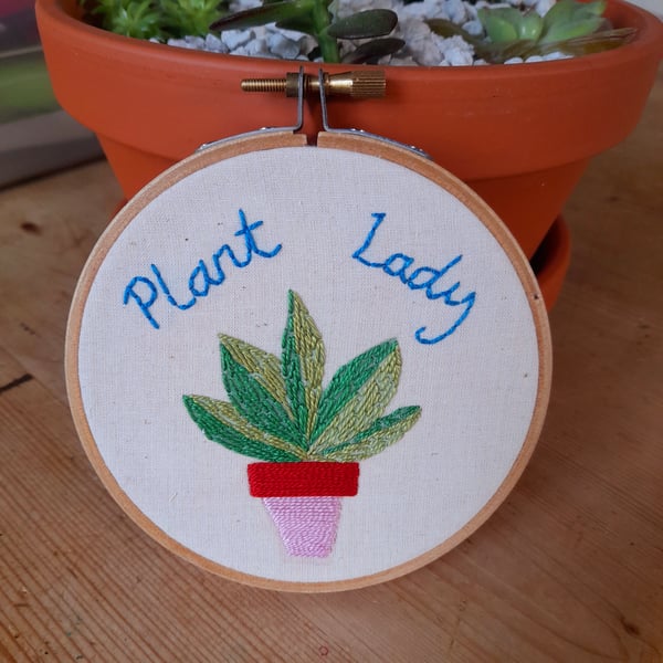 Full kit, Plant Lady Embroidery Kit, plant lover.