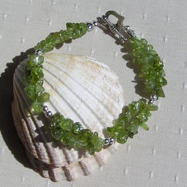 Green Peridot Crystal Gemstone Chakra Bracelet "Celtic Spring"