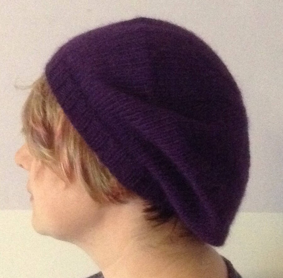 Alpaca slouchy hand knitted beret