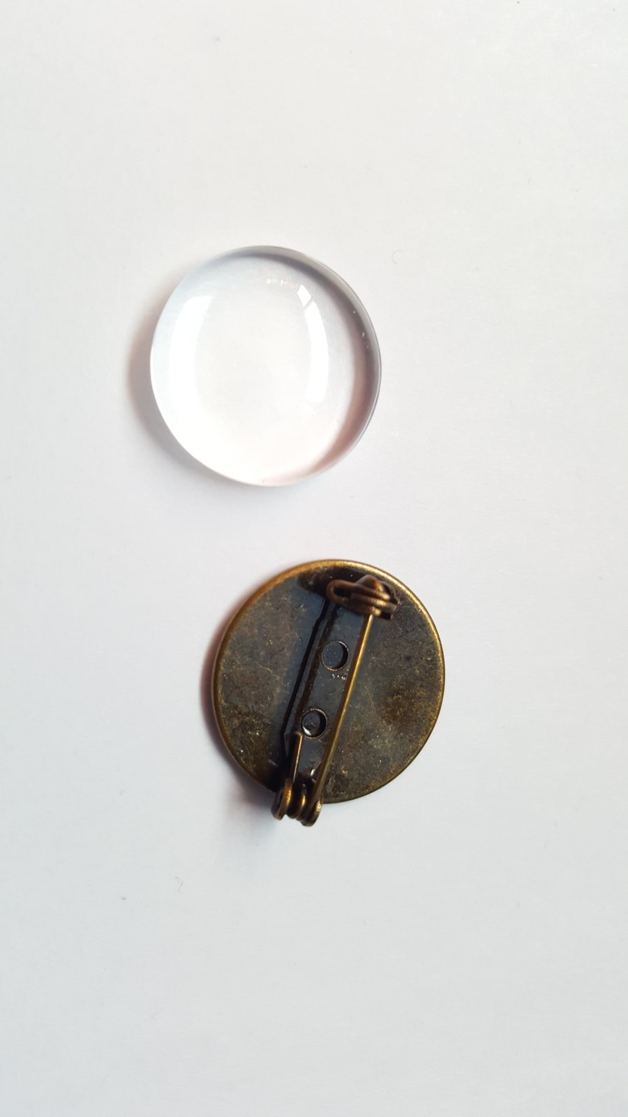 5 x Blank Cabochon Brooch Pin Settings - 22mm - Round - Antique Bronze 