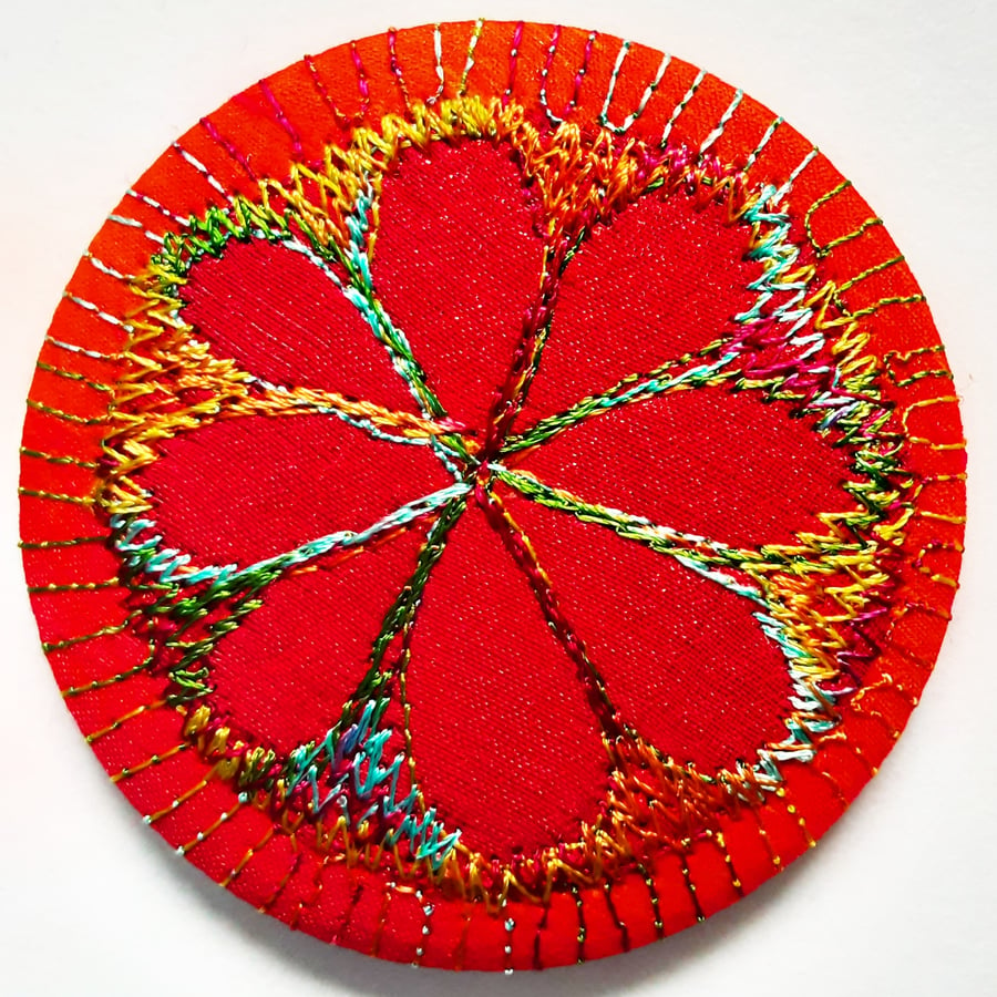 Pocket Mirror with Free Machine Embroidery 