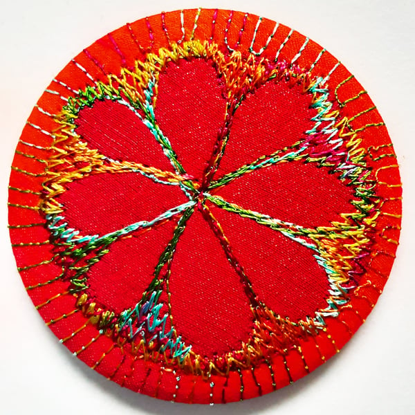 Pocket Mirror with Free Machine Embroidery 