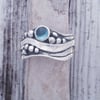Broad Wave ring with Blue Topaz  L-T