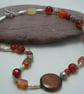 Red Agate necklace with silver plate beads  - Image 1