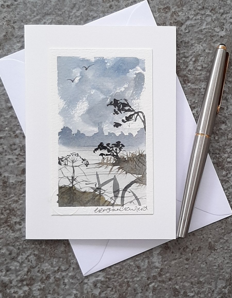 Blank Handpainted Watercolour Card. OOAK