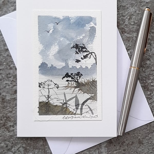 Blank Handpainted Watercolour Card. OOAK