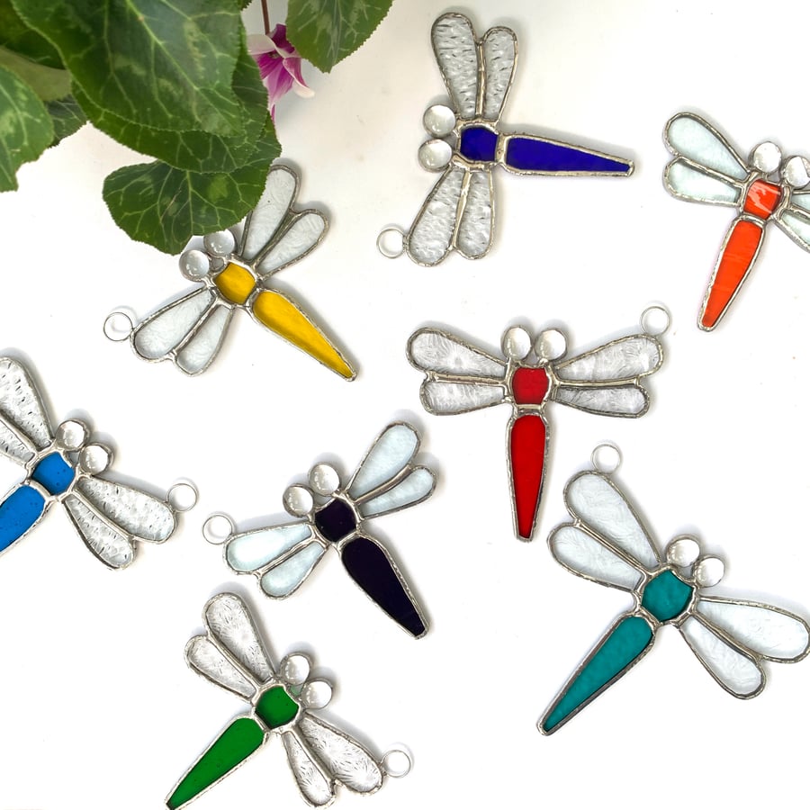 Stained Glass Small Dragonfly Suncatcher - Handmade Window Decoration