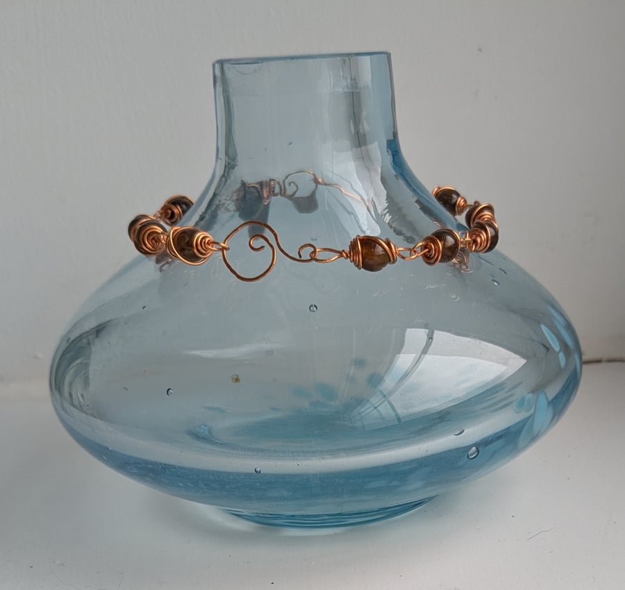 Brown Tourmaline Copper Wire Bracelet