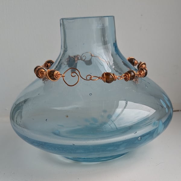 Brown Tourmaline Copper Wire Bracelet