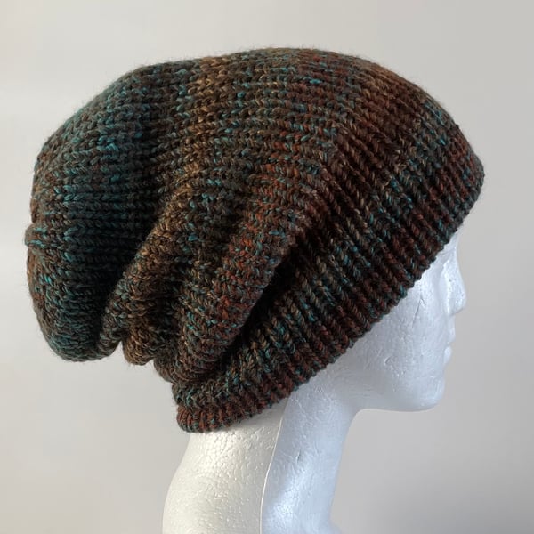 Winter Slouchy Hat, Double Layered Reversible Beanie, FREE POST