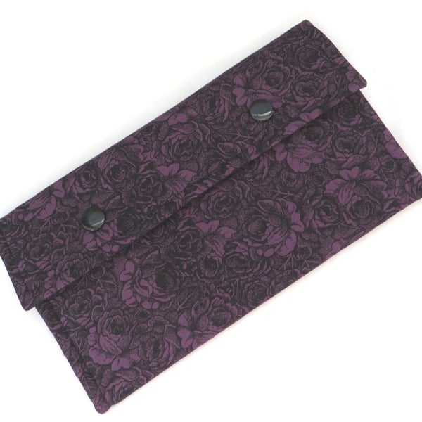 Purple Roses Fabric Purse