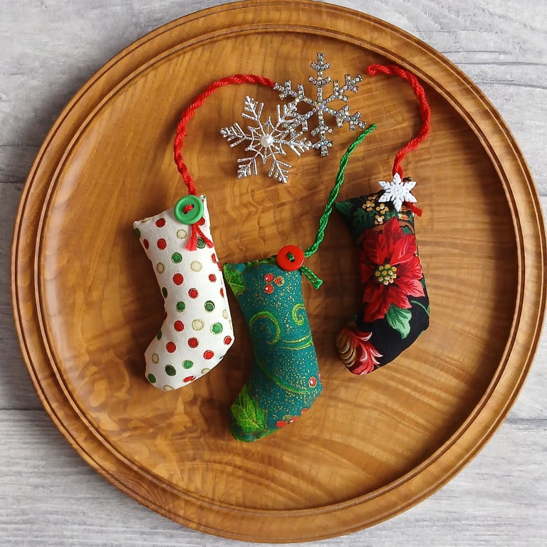 Scrapbox Stockings - Trio of Mini Stocking Christmas Decorations