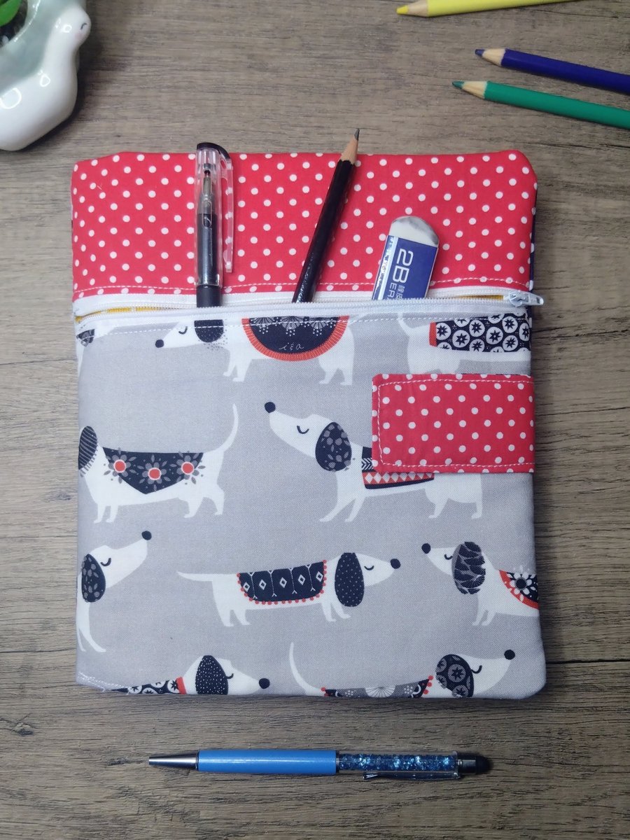 A5 dachshund dog fabric sketchbook or notebook cover with sketchbook 