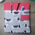 A5 dachshund dog fabric sketchbook or notebook cover with sketchbook 