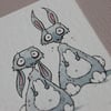 festive zombie rabbit pair - original aceo