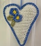 Crochet hanging heart, forget-me-not heart decoration - Image 6
