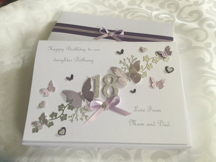 Personalised Handmade Birthday Card Gift Boxed Daughter Mum 18th 21st Any Age 