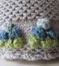 Tea cosie tea cosy - silver grey with bobble flowers - Image 2
