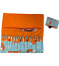 Interchangeable knitting needle case with foxes, holds 2 sets, - Image 1