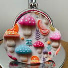 Clasp Coin Purse in 3D Fungi Themed Fabric.