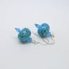 Turquoise lampwork bead & Swarovski crystal earrings
