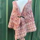 Soft and Fluffy Merino Wool Peaches and Cream Handknitted Lace Shawl