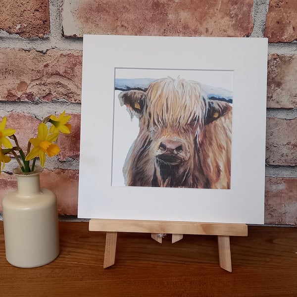 Highland Cow mounted art print