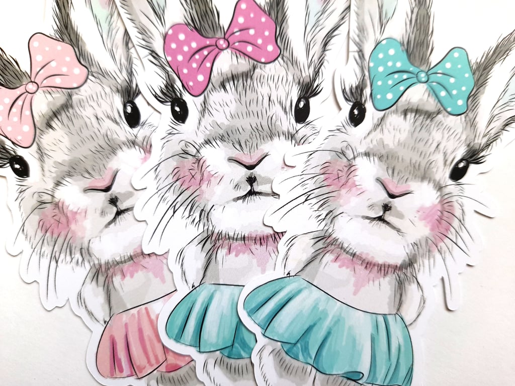 Large Bunny Ballerina die cuts, ephemera, junk journal supplies