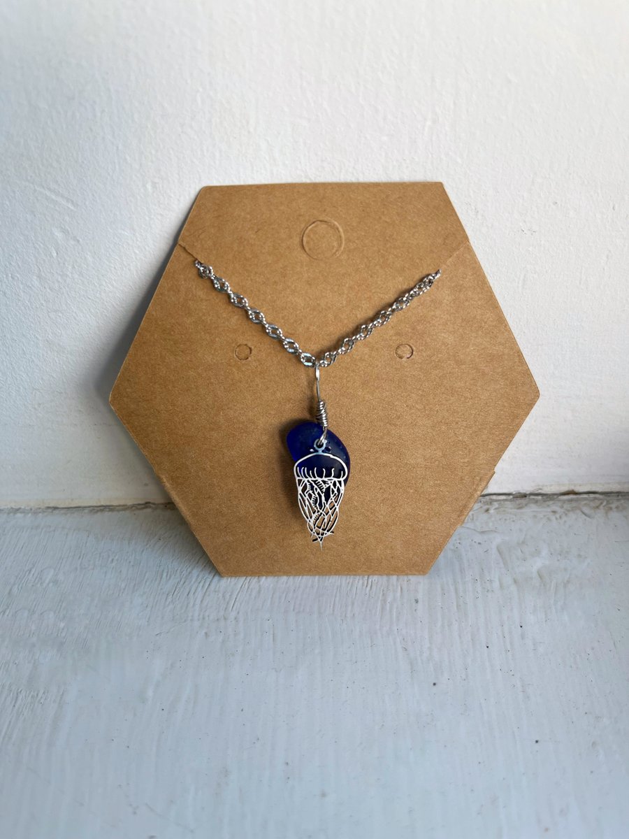 Swimming With the Jellyfish Sea Glass Necklace