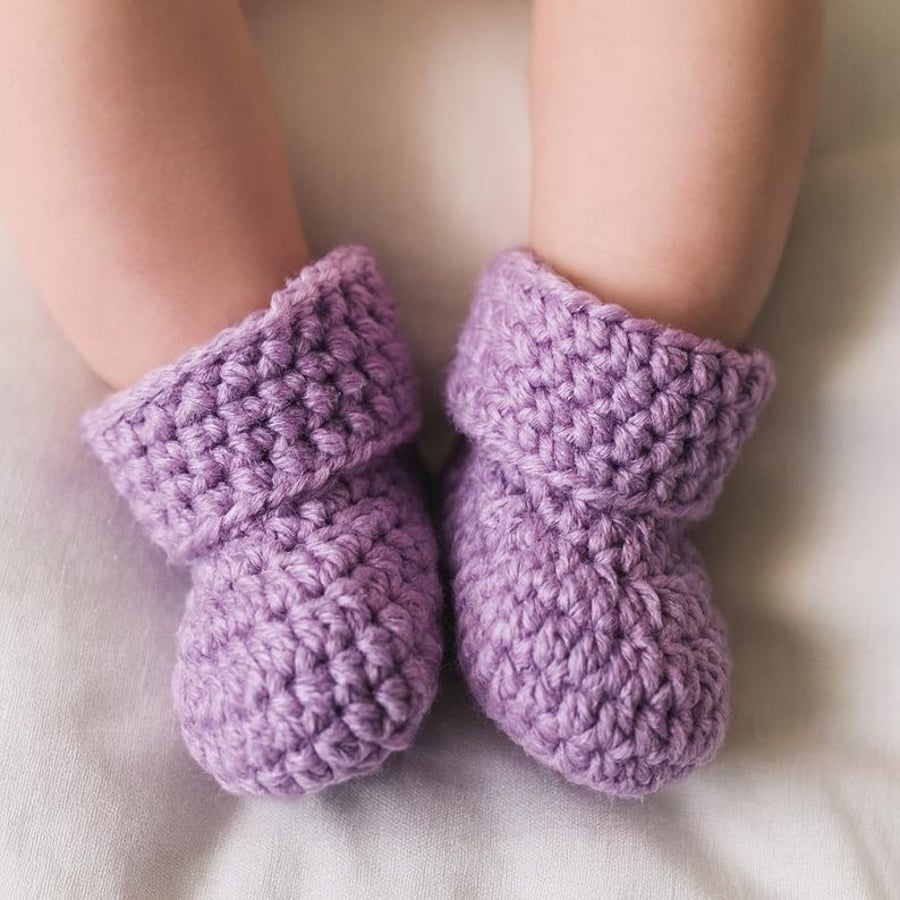 Baby Girl Crocheted Booties, Newborn to Folksy