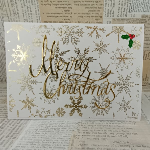 Gold snowflake Christmas card