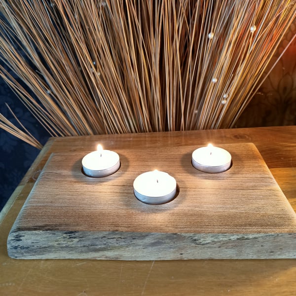 Rustic wooden tealight holder. Special Order TW.