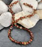 Summer Seconds heliotrope and coffee lace agate necklace with sterling silver - Image 1