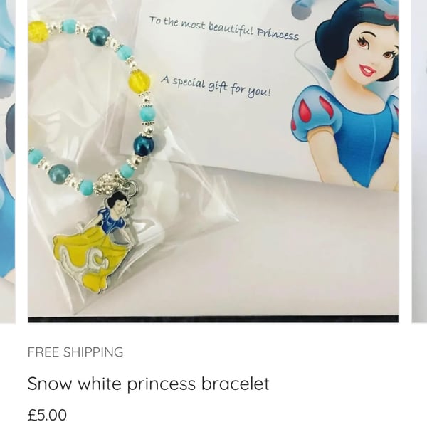 Snow white princess stretch beaded bracelet Shamballa bracelet gift