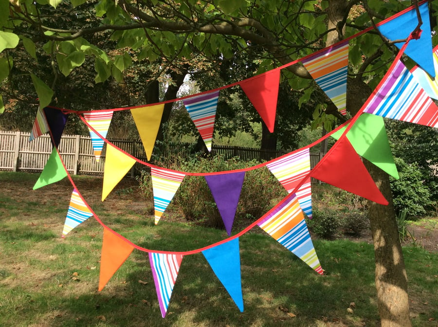 Party Bunting - 24 flags in a rainbow of colours 5m or 17ft long